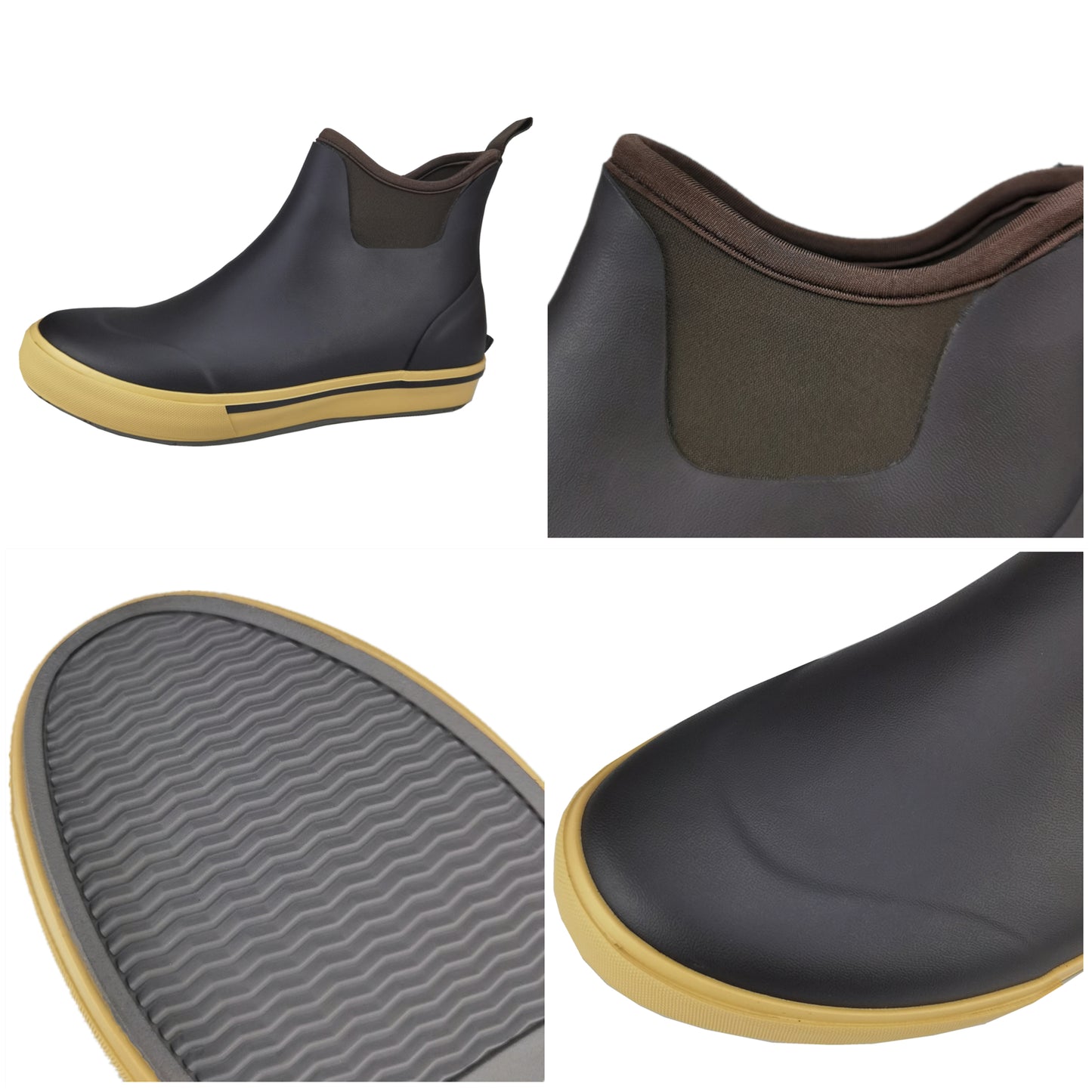 SYLPHID Ankle Deck Boots for Men Waterproof Brown